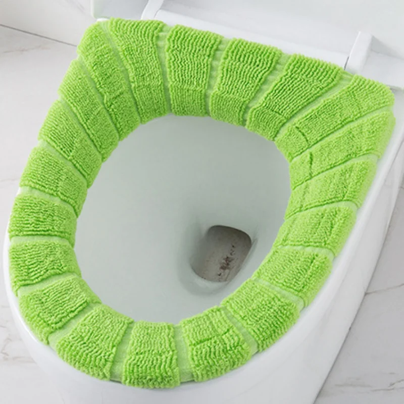 Домашняя плотная подкладка для унитаза с рисунком тыквы зимняя вязаная