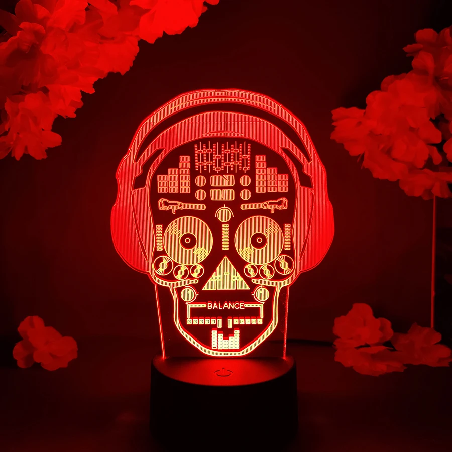 

Addicted Headset Balance Skull Hologram LED Sensor Lamp Color Changing Musical Game Live Streaming Backlight Cool PC Room Decor