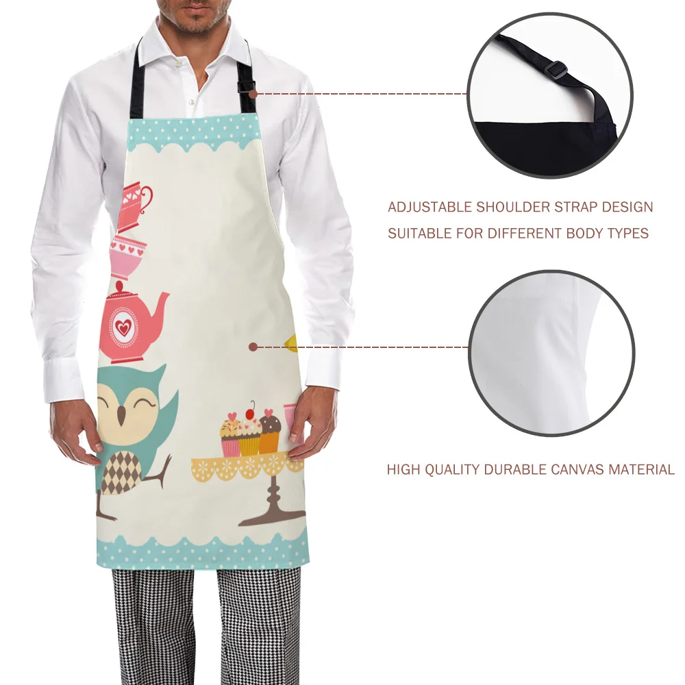 Tophome Кухонные фартуки с животными вечерние милые рисунком совы птицы