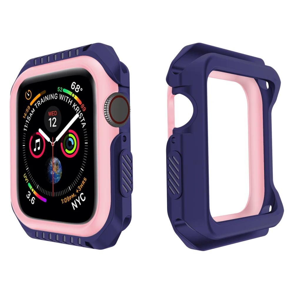 Жесткий защитный чехол из силикона и поликарбоната для Apple Watch 5, 4, 40 мм, 44 мм, защитный чехол-бампер для iWatch Band Series 3, 2, 1, 38 мм, 42 мм