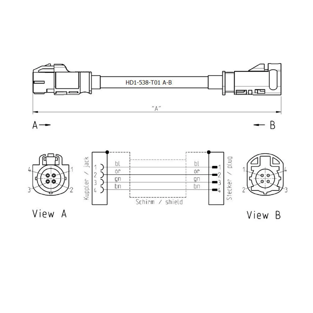 

Eightwood 10PCS New Vehicle High-speed Transmission FAKRA HSD C Signal Blue LVDS 120cm Shielded Dacar 535 4-Core Cable