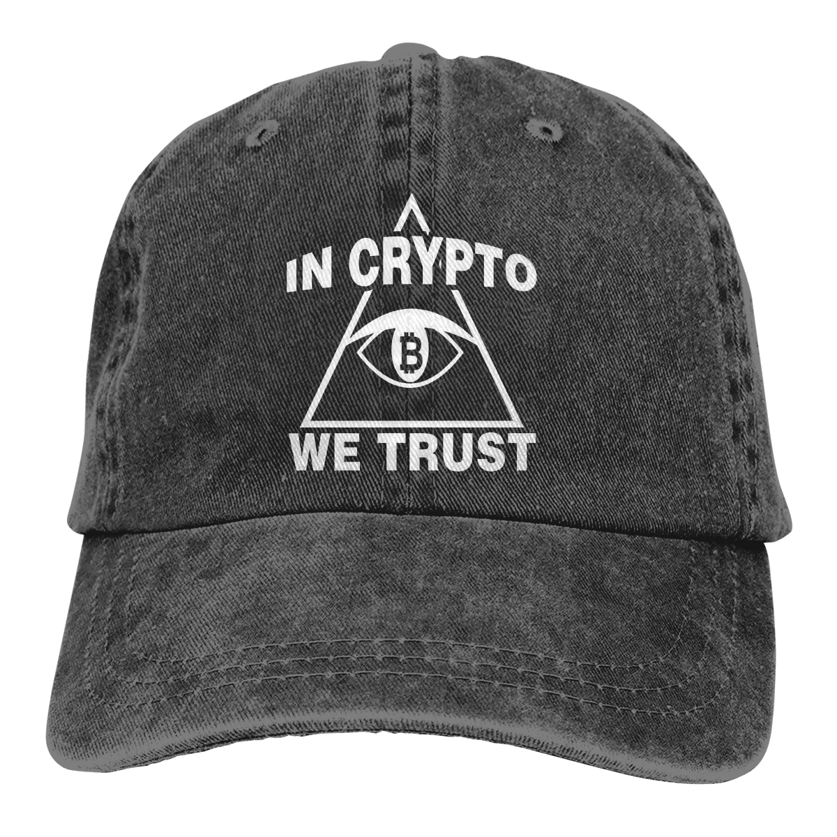 

In Crypto We Trust Bitcoin T mens women's Retro Washed Cowboy hat Trucker Hat