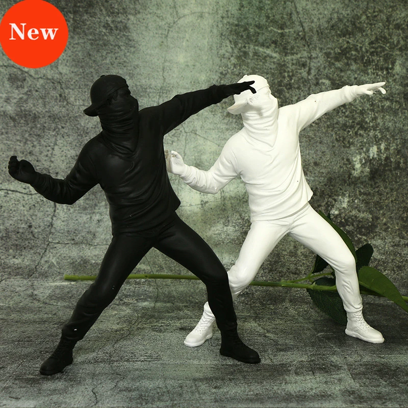 

Throwing Flowers Boy Ornaments Sculptures Creativity Resin Statues Flower Thrower Statue Bomber Home Decoration Modern Ornaments