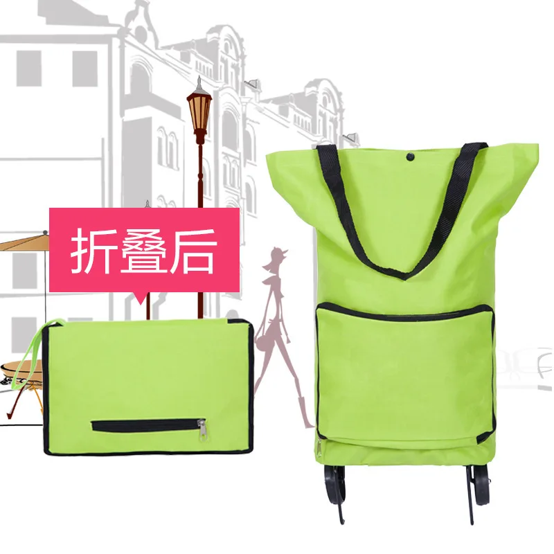 

Large Shopping Bag with Wheels Shopping Cart Stylish Household Trolley Foldable Shopping Bag Tug Foldable Oxford Cloth