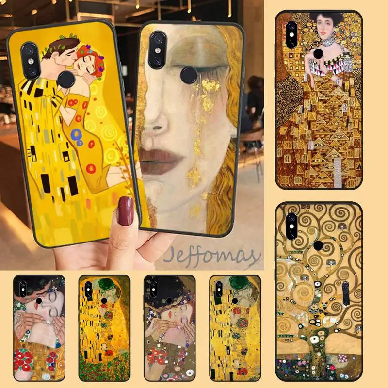 

Gustav Klimt Kiss retro art painting Phone Case For Xiaomi Redmi note 7 8 9 t max3 s 10 pro lite coque shell cover funda