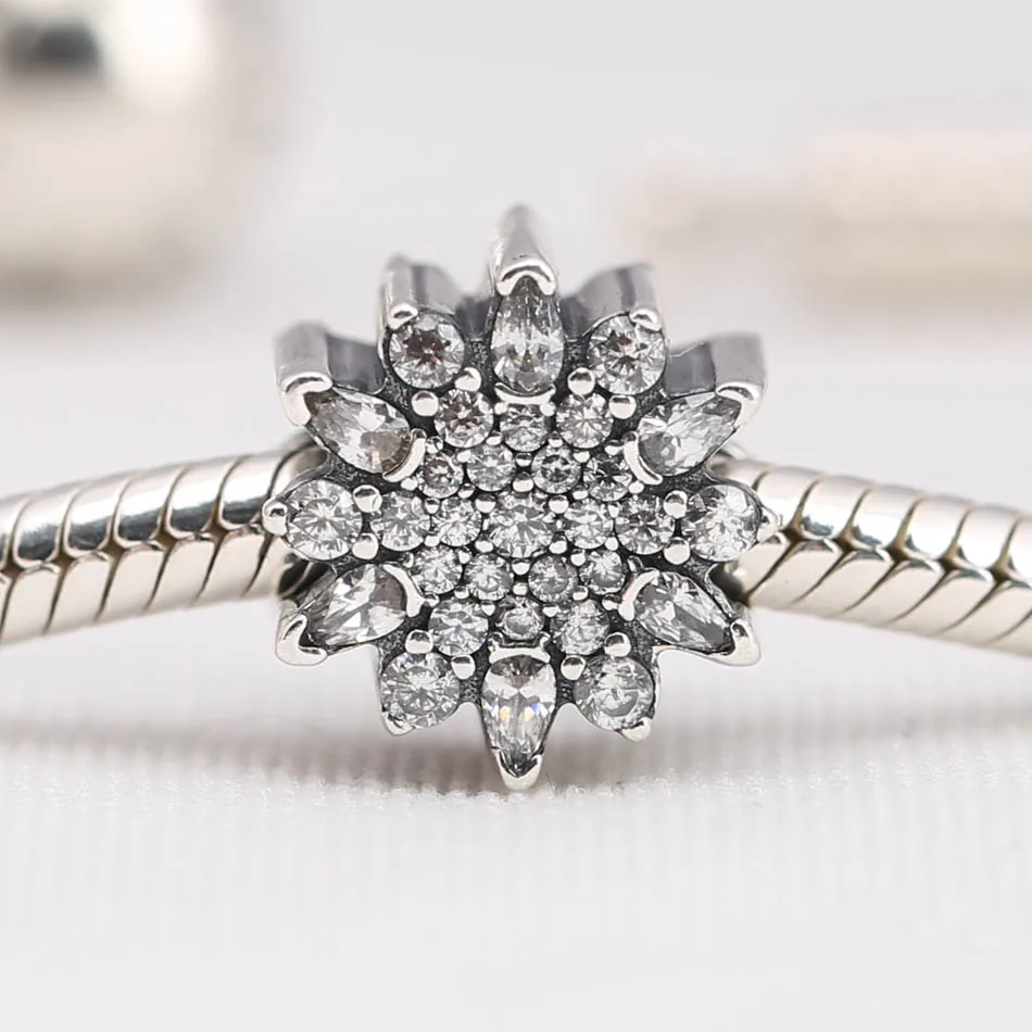 

Authentic S925 Silver DIY Jewelry Snowflake Charms fit Lady Bracelet Bangle