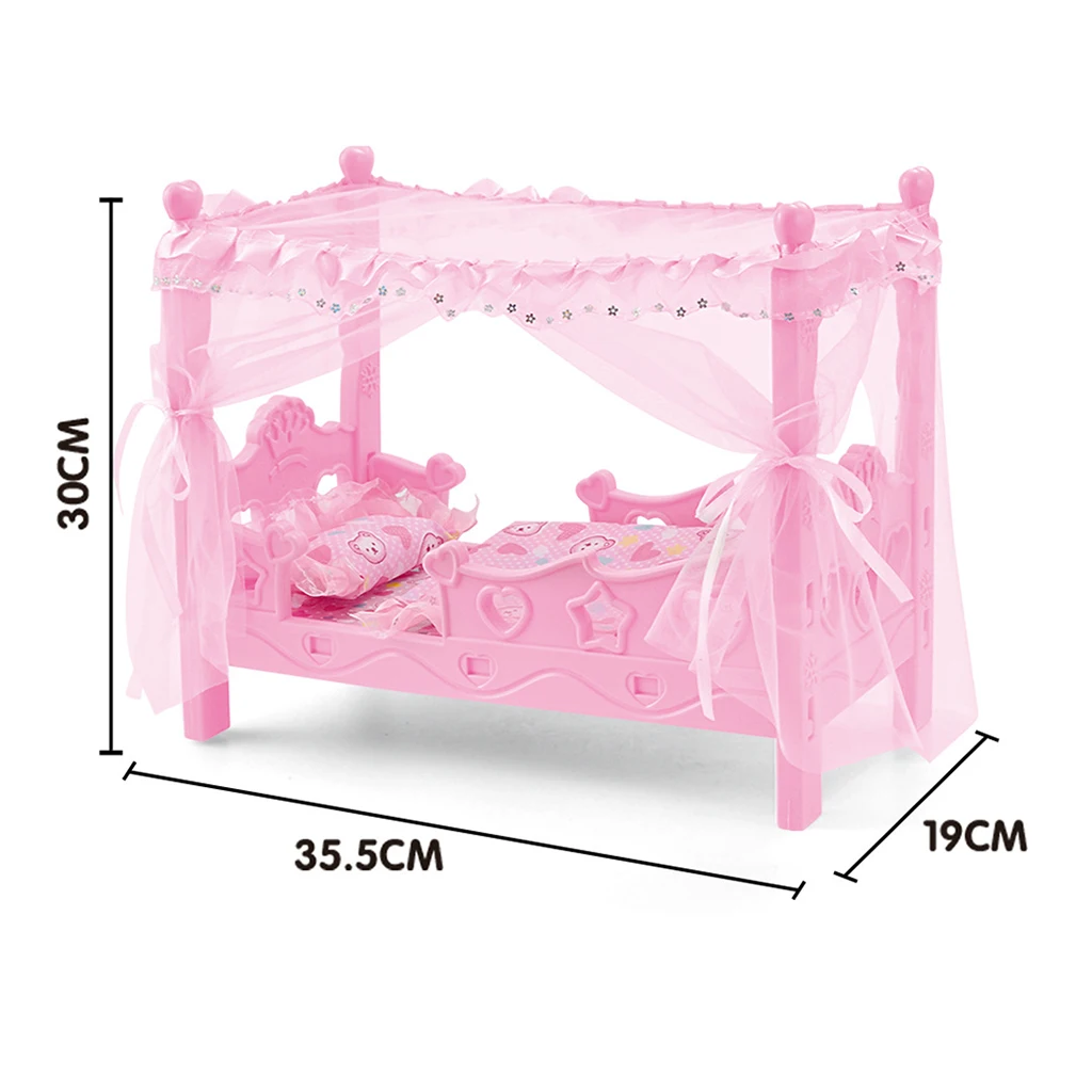 

Sweet Canopy Bed For 25cm Mellchan Dolls Nursery Room Furniture Toys Pink