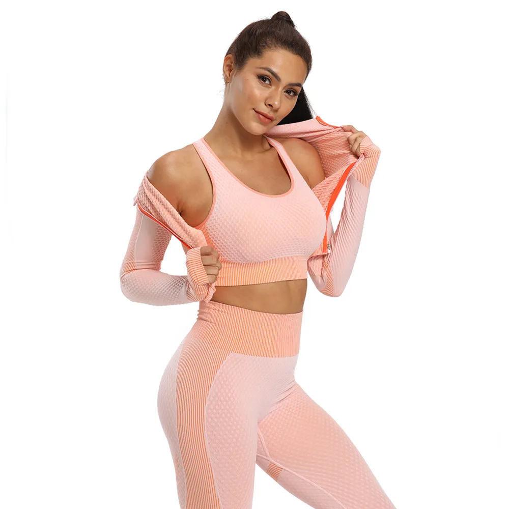 

Autumn Tracksuit Sets Women Yoga Suit Sport Bra Seamless Leggings Gym Fitness Clothes High waist Pants Female Running Sportswear
