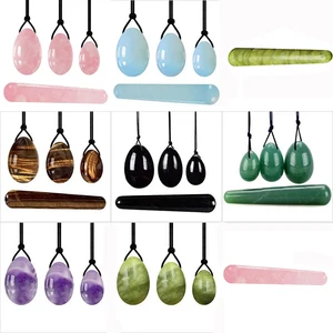 Нефритовый тренажер кегеля для женщин, из розового кварца, яиц набор яиц для массажа натурального нефрита, для подтяжки вагинальных мышц, Массажер йони-палочка