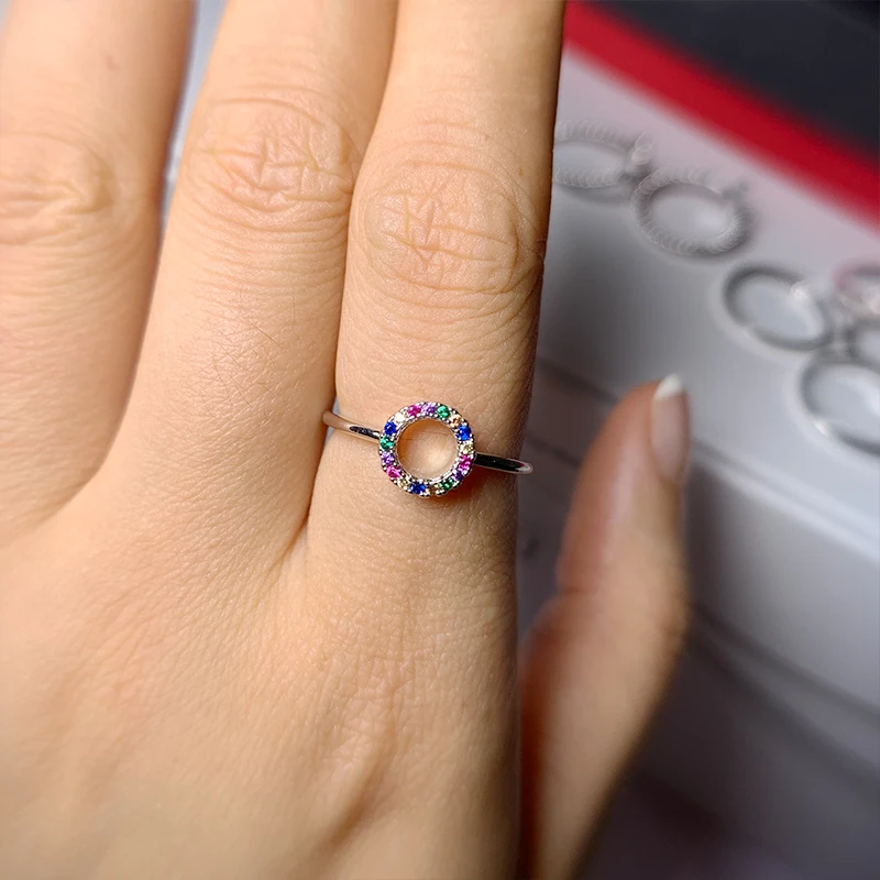 Женское серебряное кольцо PHOEBEJEWEL обручальные кольца с разноцветными Фианитами