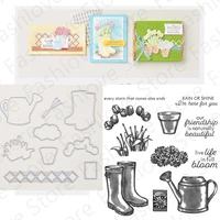 flowering rain boots metal cutting dies and clear stamps for scrapbooking decorate embossing template craft greeting card new