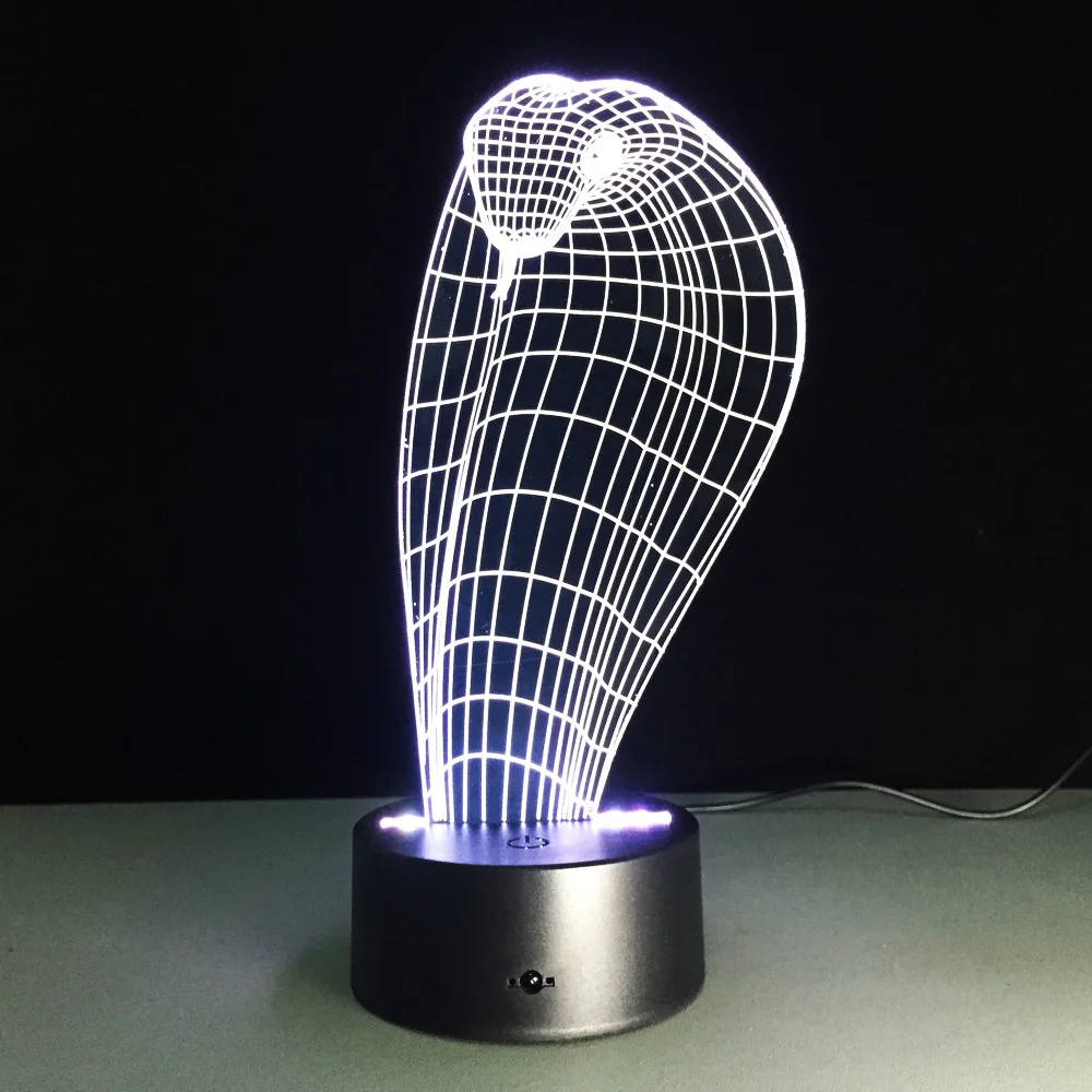 

7 Colors Change Snake 3D LED lamp Cobra Night Light Lamp illusion Light Lamps Touch Sensor USB Acrylic Lamp Home Decoration Gift