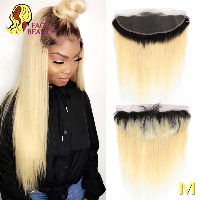 Facebeauty 13x6 прямые фронтальные 1B 613 темные корни Remy перуанские человеческие волосы