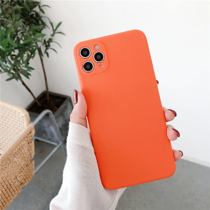 

Soild Color Shockproof Phone Case For iPhone 11 Pro Max 7 8 Plus 12 Mini XS Max X XR 12 SE 2020 Camera Protection Silicone Coque