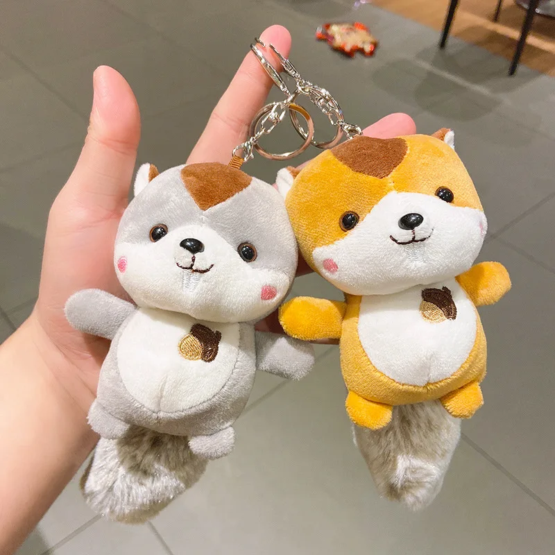 

Anime Plush Squirrel Keychains Lovers Schoolbag Pendant Key Chain Cute Doll Key Ring Exquisite Small Gift
