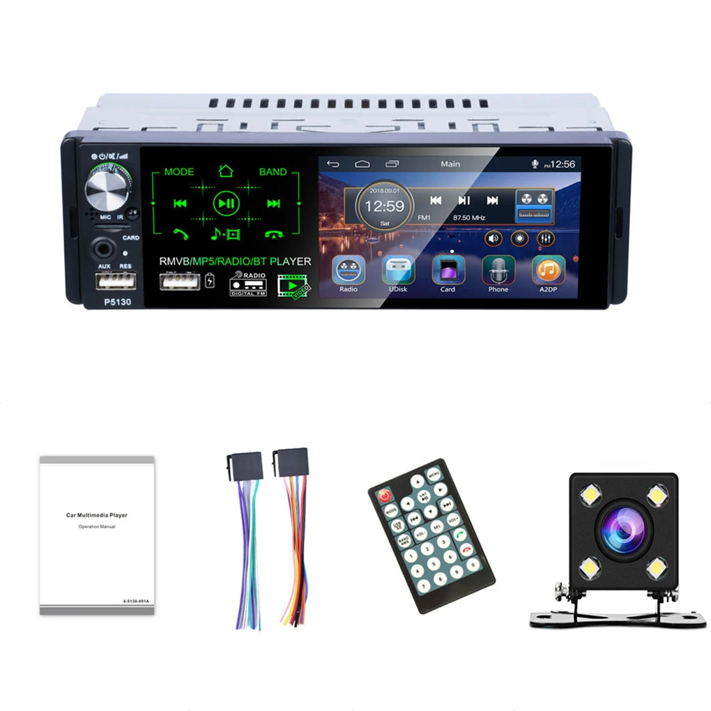 

4.1" 1DIN Capacitive Touch Screen Bluetooth Car Stereo Radio MP5 Player FM/AM/RDS+Subwoofer Output+Free Camera