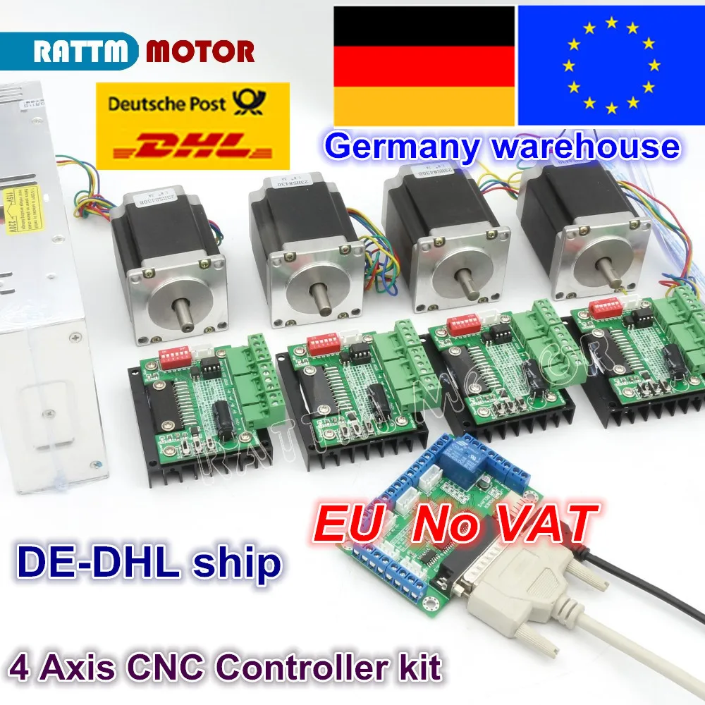 

RU Ship 4 Axis CNC Router Kit 4pcs 1 axis TB6560 driver & interface board & 4 Nema23 270Oz-in stepper motor & 350W Power supply