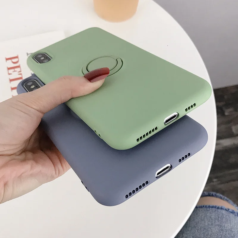 Карамельный цвет кольцо подставка держатель Чехлы для iPhone X XS XR Xs Max мягкий