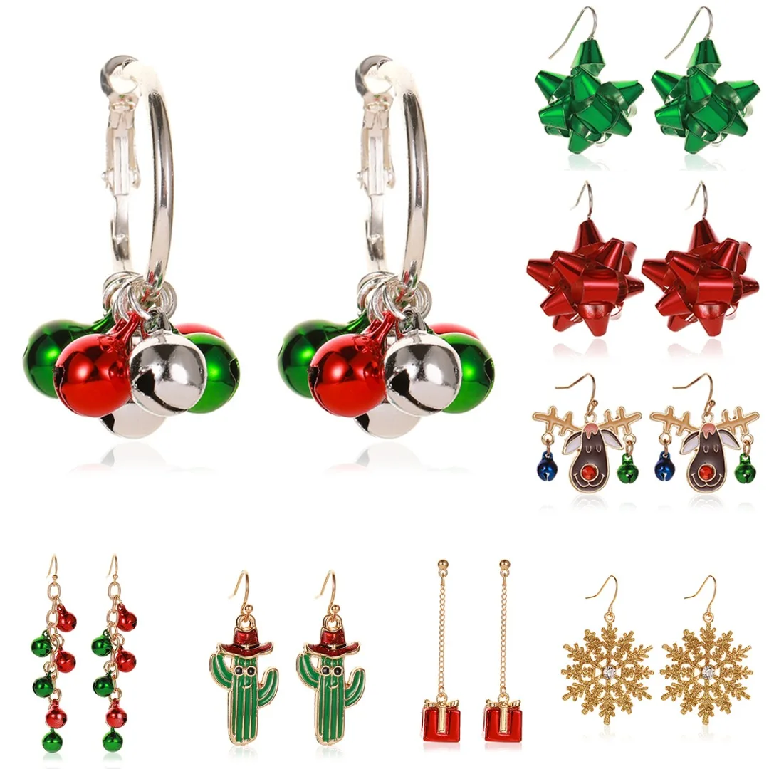 Новинка Рождественская лента из снежинок серьги Мультяшные лося колокольчик