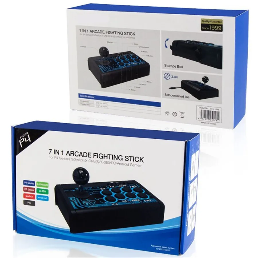 Проводной аркадный джойстик PS5 7 в 1 с металлическим основанием для PS4/ SWITCH/P3/PC/Android