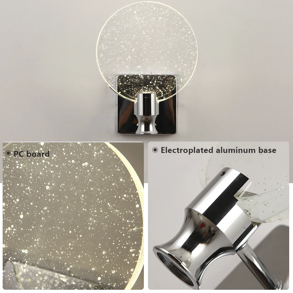 

Nordic Modern Crystal Wall Lamp Creative Bedside Background personalized Wall Lamp, Lights for Mirror Warm White Light