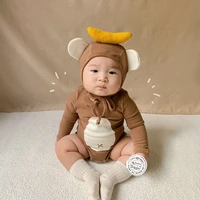 milancel 2021 autumn new baby clothes banana cute newborn outfits cotton infant one piece fashion toddler clothing with hat