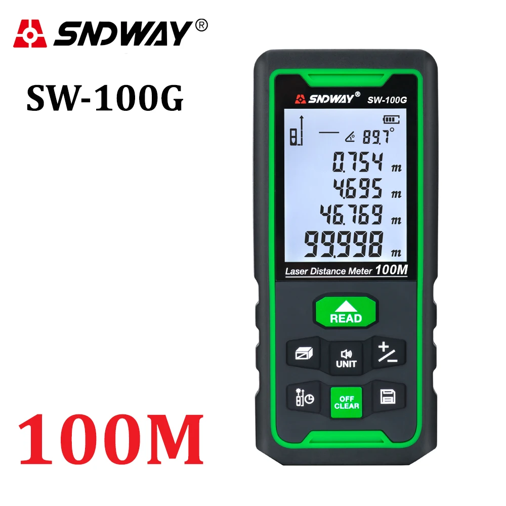 

SNDWAY Laser Distance Meter Green Digital Rangefinder 100m 70m 50m Range Finder Tape Measure Electronic Level Ruler Roulette