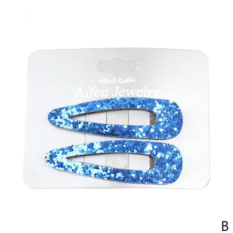 2 шт. Блестящие Блестки для волос, цветные яркие заколки для волос, блестящие защелкивающиеся зажимы для укладки женских волос, аксессуары - Цвет: B