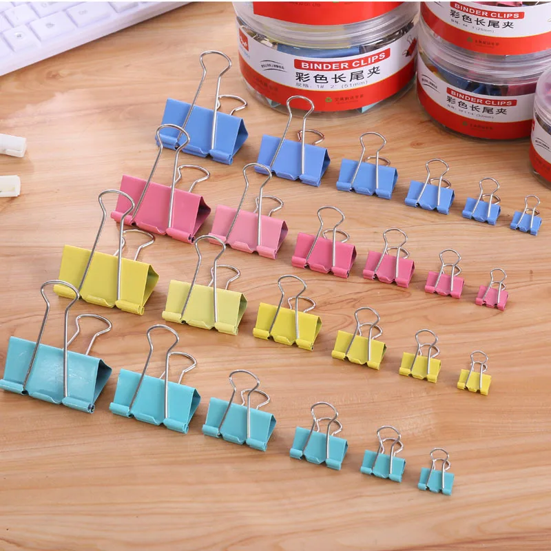20 шт./лот металлические зажимы для бумаги 19 мм Красочные карамельные цвета зажим