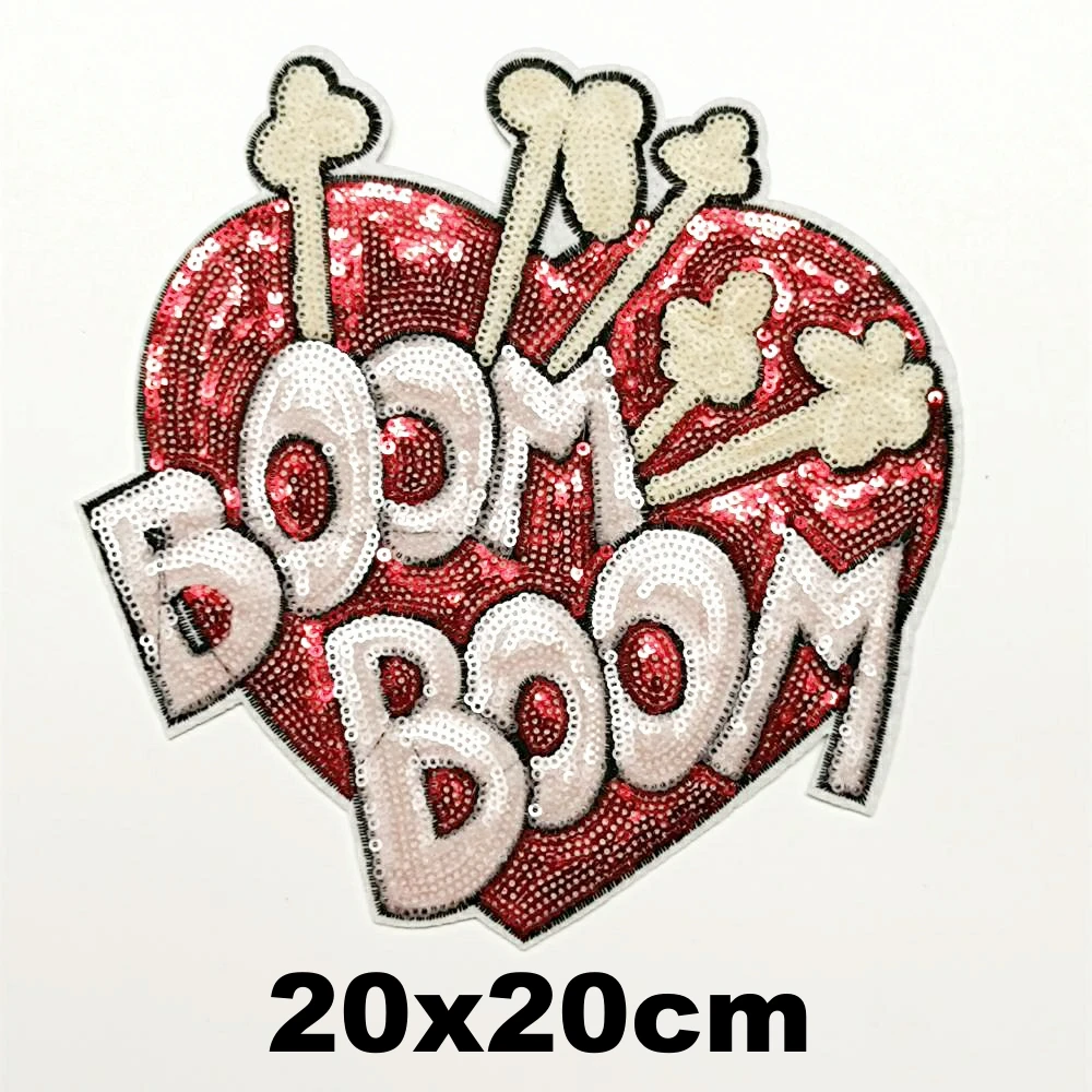 

Apparel large embroidery big love heart letter patch for clothing AM-3133