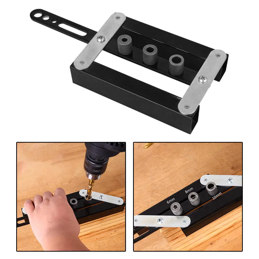 

Compact Hole Doweling Jig Kit Drill Guide Punch Locator 6/8/10mm Self Centering Doweling Jig for Hole Drilling Tool Joinery