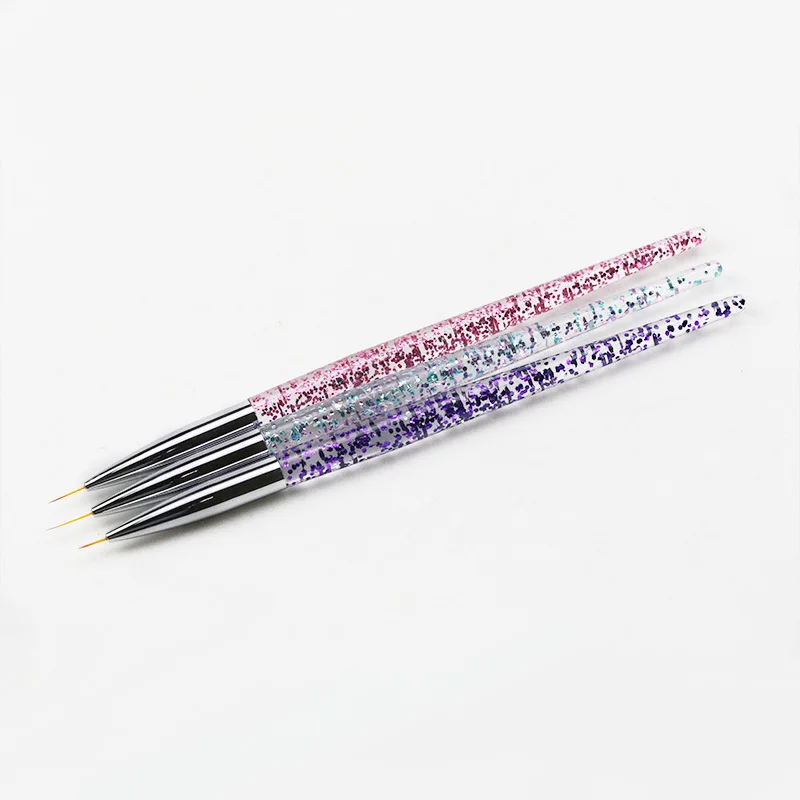 3Pcs/Set Nail Art French Lines Liner Painting Brush Acrylic Handle Flower Pattern Design Stripes Drawing Pen Manicure Tool