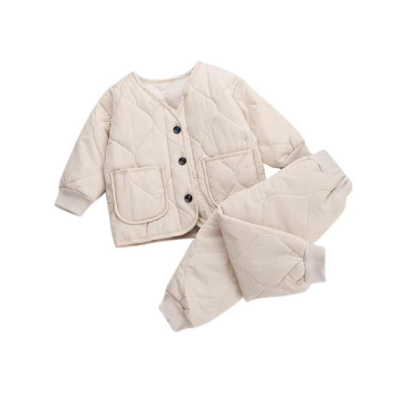 Милый комплект из блузки и штанов для маленьких мальчиков зимнее плотное пальто