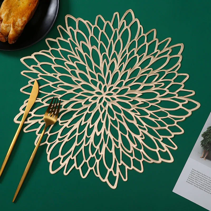 

Round PVC Hollow Placemat Anti-scalding Heat Insulation Table Bowl Mat For Restaurant Hotel Kitchen Dining Decor Table Mats