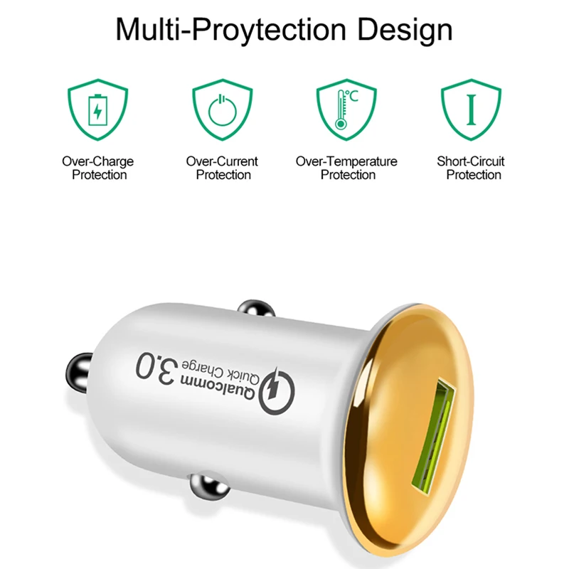 Автомобильное зарядное устройство USB быстрое 3 0 мини автомобильный