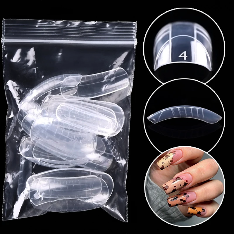 

1 Bag Acrylic Extension False Tips Quick Building Nail Forms Full Cover Fake Building Nail Tips for UV Gel Polish Manicures Tool