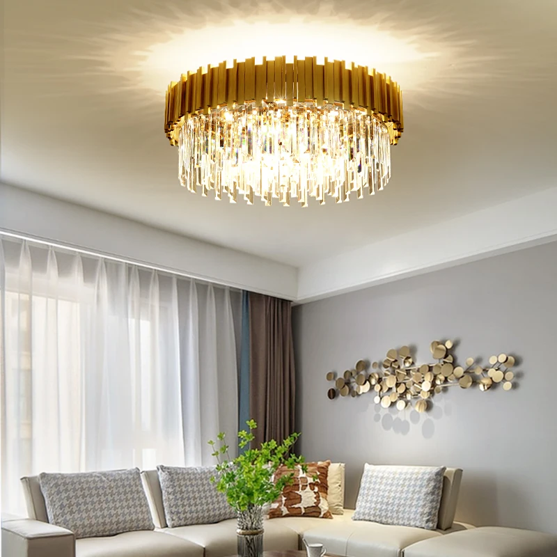 

Modern K9 Crystal Pendant Lights Stainless Steel Led Hanging Lamp Fixtures for Parlor Dining Room Restaurant Decoration