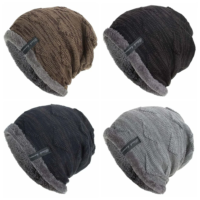 

Men Women Winter Fleece Hat Thick Warm Bonnet Soft Windproof Comfortable Knitted Hats Sport Hat Ear Protection Beanies