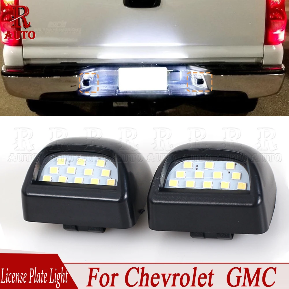 R-AUTO-luz LED para placa de matrícula de xenón, luz blanca para Chevrolet Silverado Avalanche GMC luz LED de matrícula, 12V, 2 piezas, 1999-2014