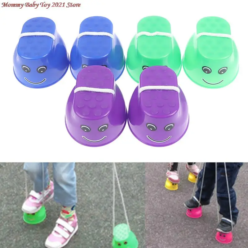 

2Pcs New Kids Toys Gifts Outdoor Plastic Balance Training Equipment Smile Jumping Stilts Coordination Game Jumping Feet Stilts