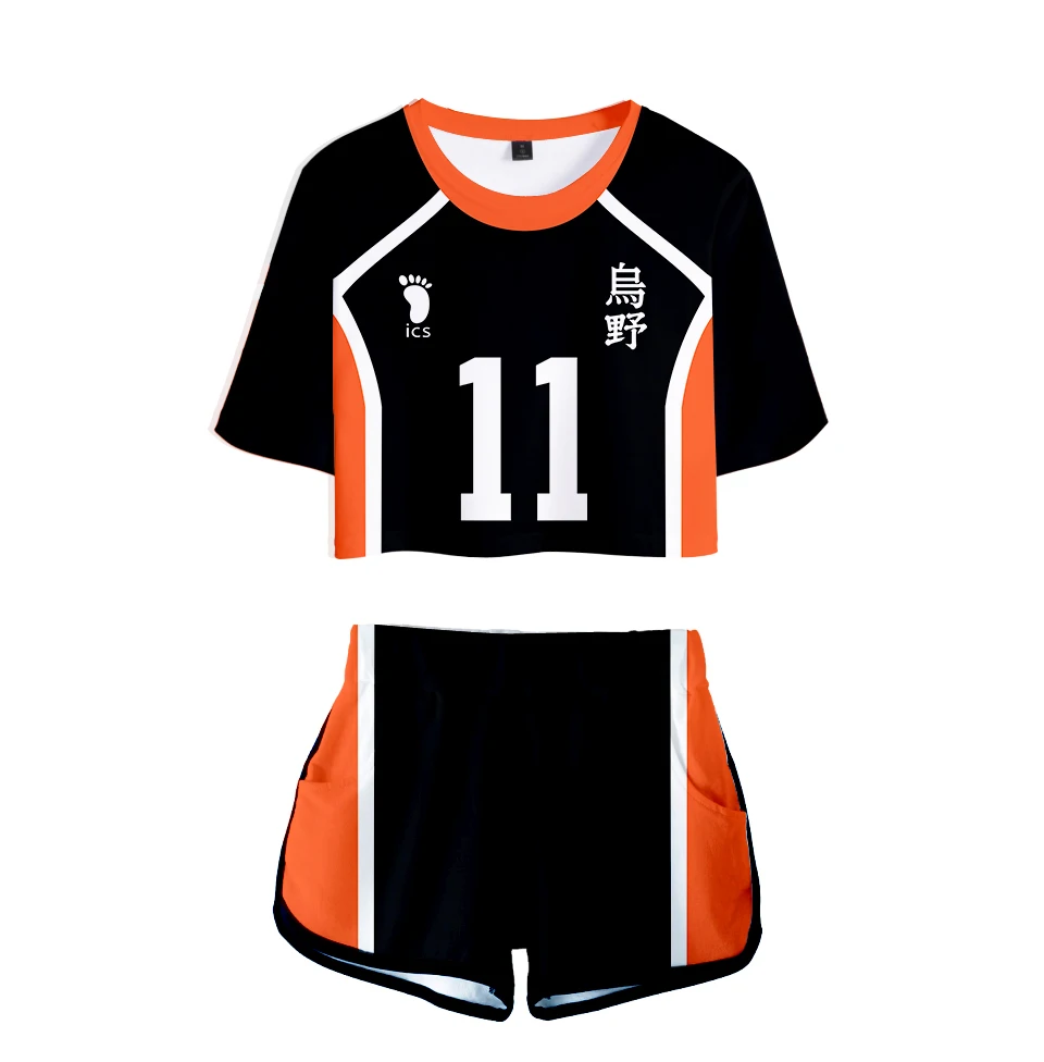 

Anime Haikyuu Cosplay Jersey Women Volleyball Figure Uniform Crop T shirt Shorts Women Summer Short Sleeve Sportwear bokuto