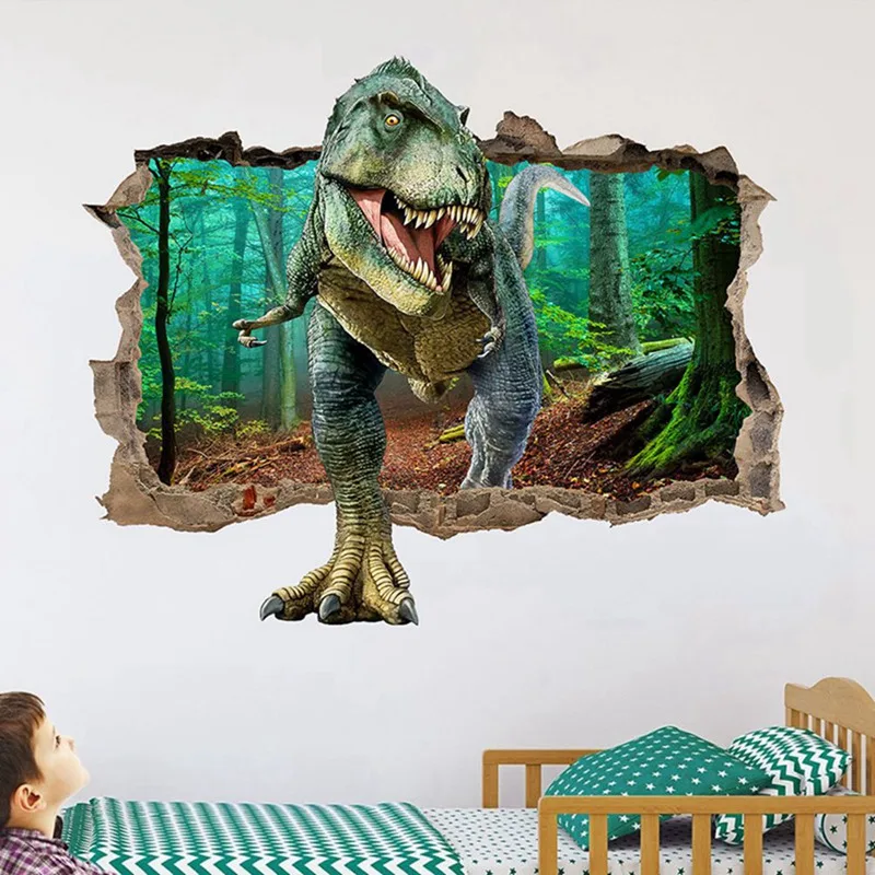 Лидер продаж 2019 новые товары крутой 3D динозавр наклейка на пол настенная съемная