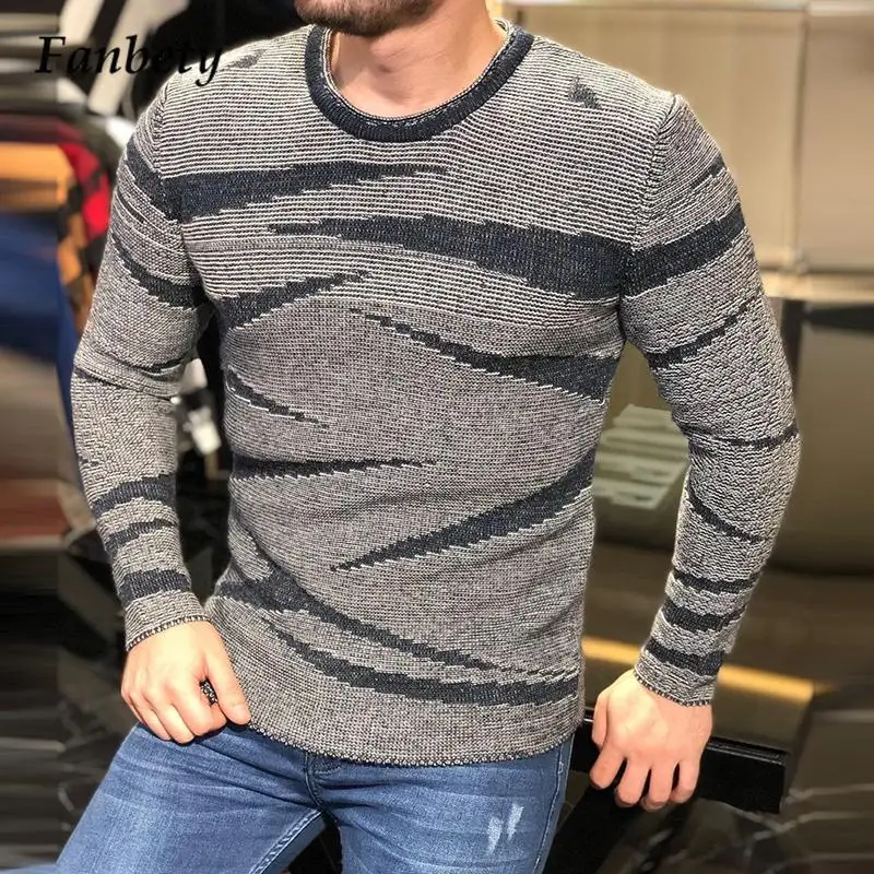 

Мужская трикотажная рубашка с длинным рукавом и круглым вырезом