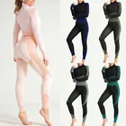 Комплект из 2 предметов, комплект для йоги, женский спортивный костюм, спортивный укороченный топ для фитнеса, водолазка, одежда с длинными рукавами + Бесшовные Леггинсы в полоску, новые спортивные костюмы