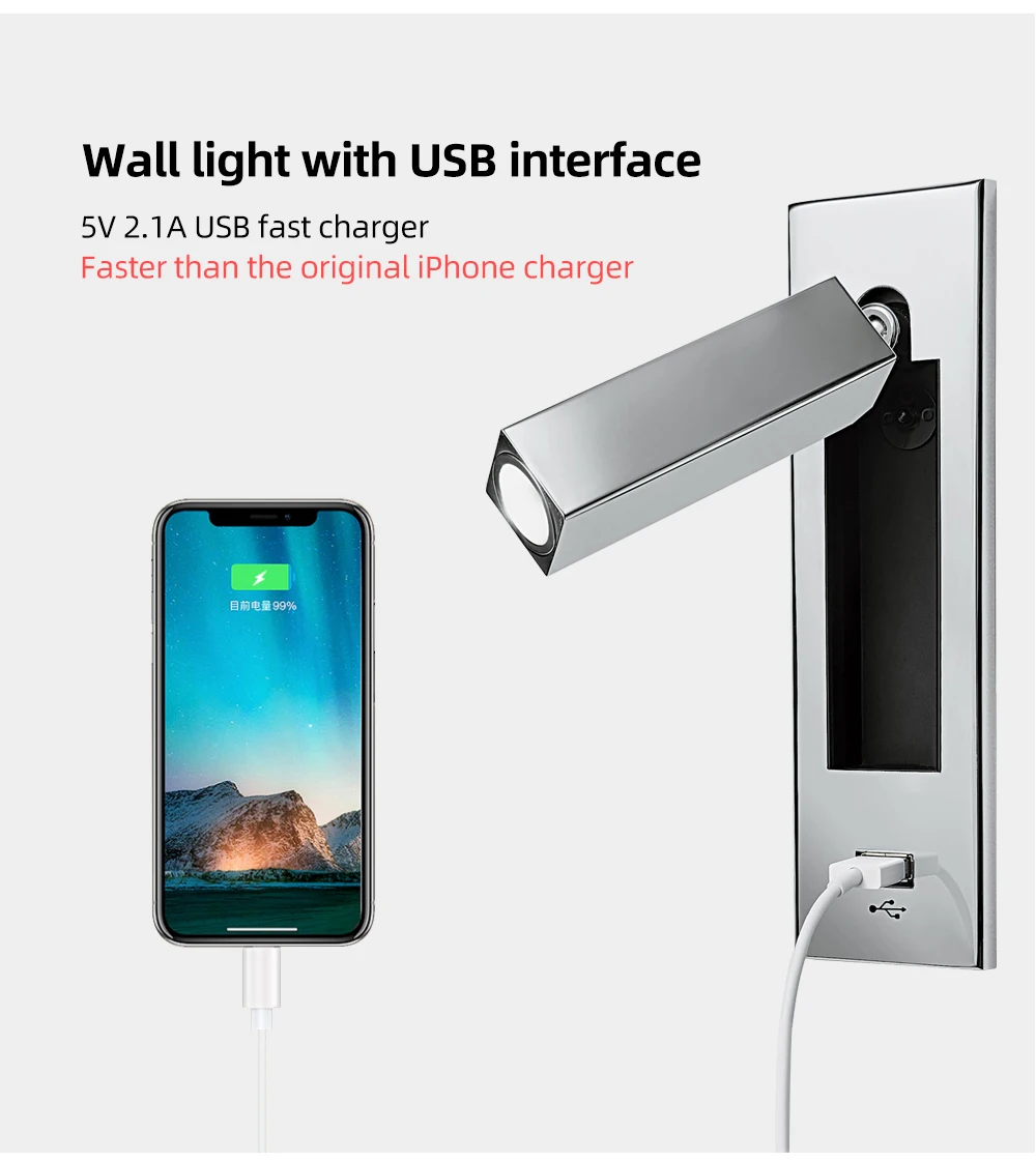 Zerouno светодиодный бра USB лампа Спальня для чтения зажима светильник Лофт Hotel