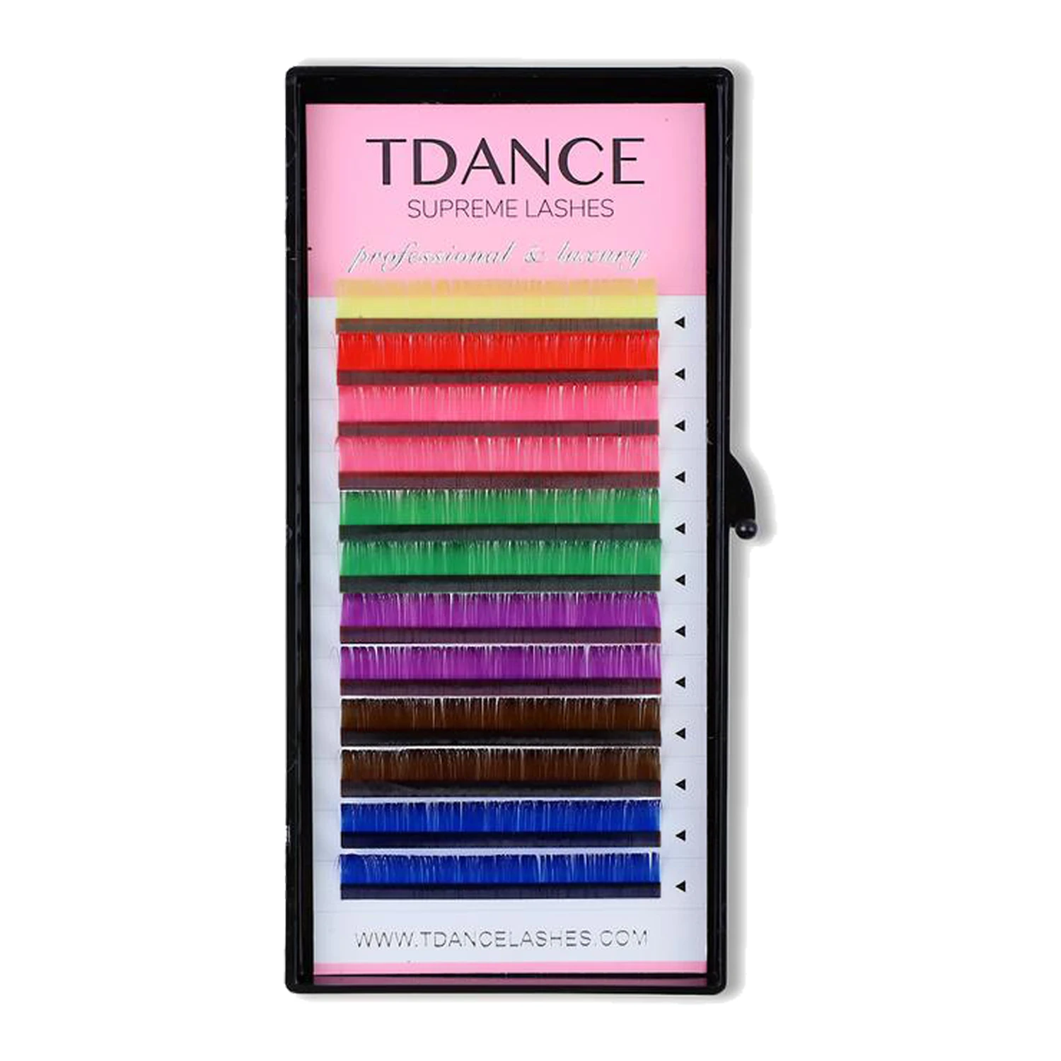 Ресницы Tdance радужные для наращивания 7 цветов 0 07 мягкие натуральные легкие