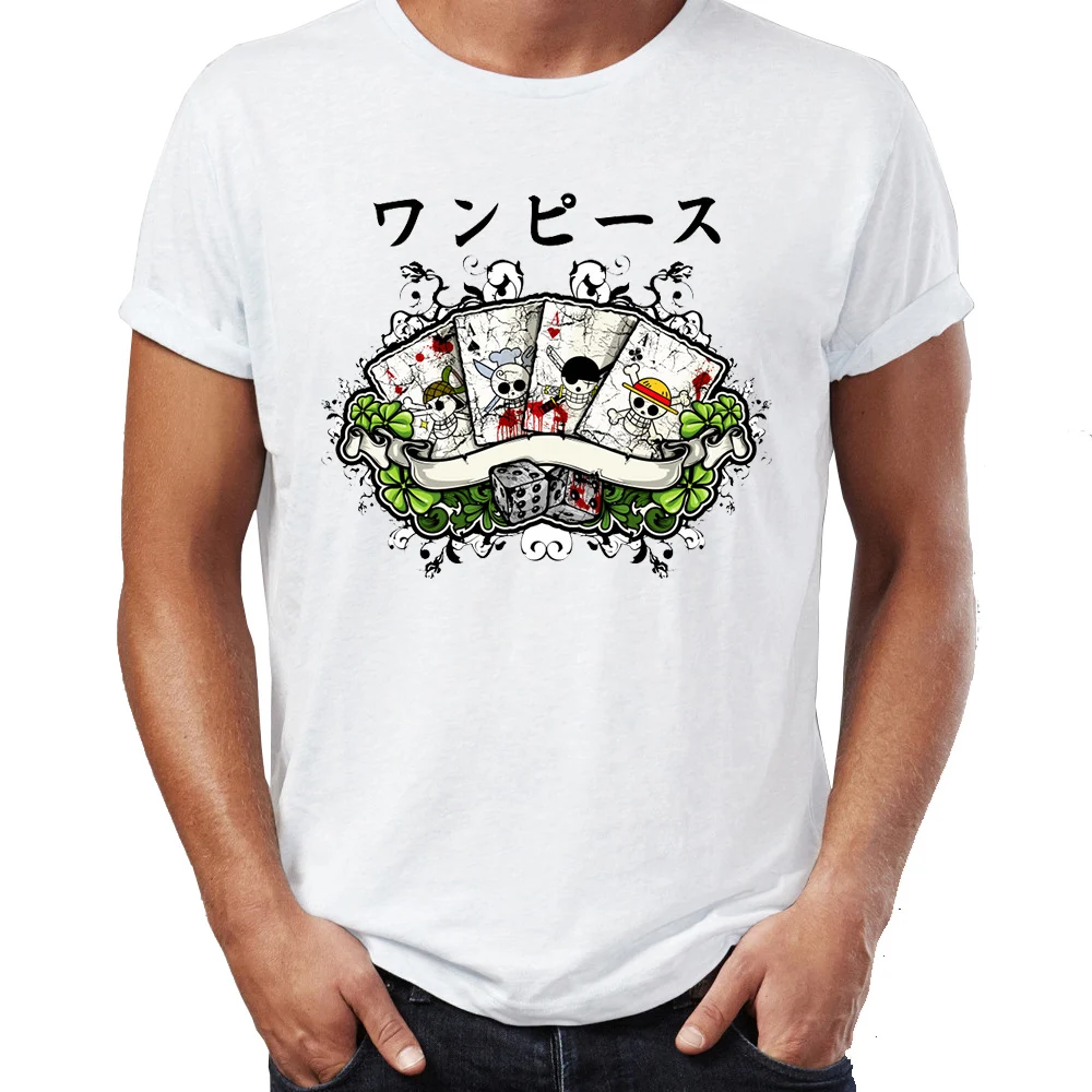 

Summer Men's T-shirt Pirate Cards One Piece Awesome Anime Artsy T Shirt Cool Youth Tees Tops Harajuku Streetwear Plus Size