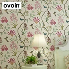 Обои шинуазри для спальни, современные винтажные розовые цветочные обои, голубые тропические бабочки, птицы, цветы