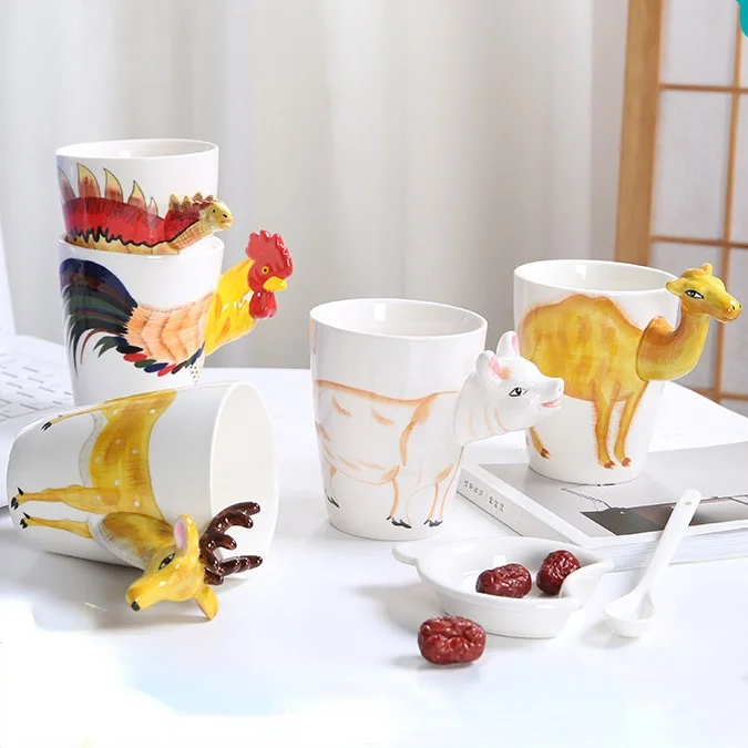 

Креативная новая мультяшная керамическая чашка, праздничный подарок, кофейная чашка, модная 3d кружка с животными сувенирная