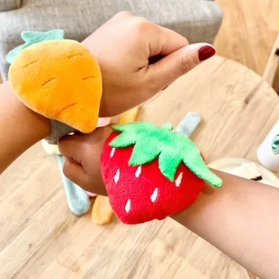 

Free Shipping Children's gift toy cartoon fruit plush slap ring bracelet slap ring